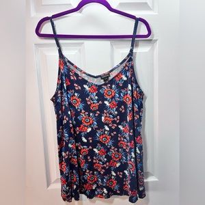 Torrid blue and orange floral pattern adjustable strap cami top